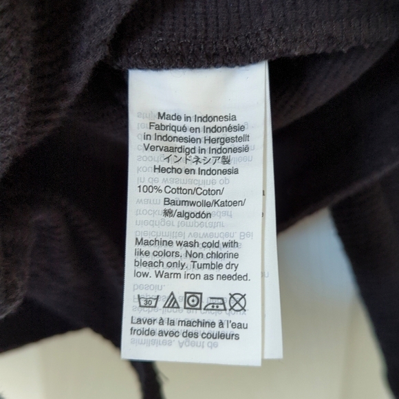 Madewell Texture & Thread Ribbed Knit Quarter Sleeve V-neck Tie Front Top Black - Picture 5 of 12